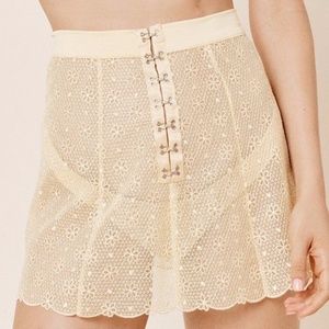 For Love & Lemons Elle Lace Skirt in Lemonade